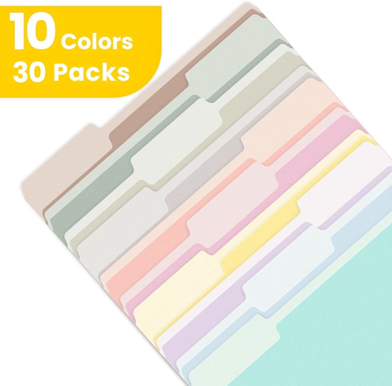 SUNEE File Folders, 30 Pack Manilla Folders 8.5 x 11, 10 Colors Folder Office Organization Home School Folders for Documents Files Paper - Image 4